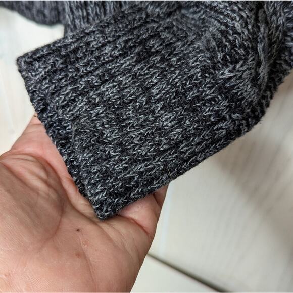 Leo & Nicole intarsia sweater multi knit quarter zip gray black stripe Medium - Picture 8 of 8